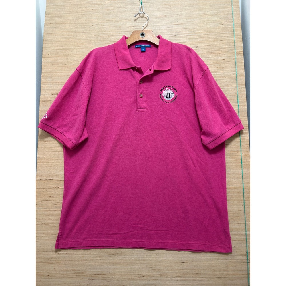 Port Authority Mens XL‎ Pink RBS Craig Stout Memorial Golf Tournament Polo Shirt